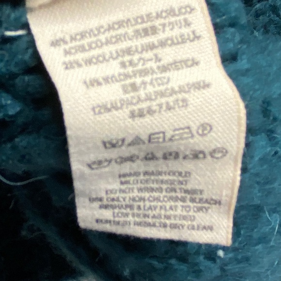 Free People Green Cropped Sweater Alpaca Wool Blend  Knit Size Small Petite - Picture 13 of 15